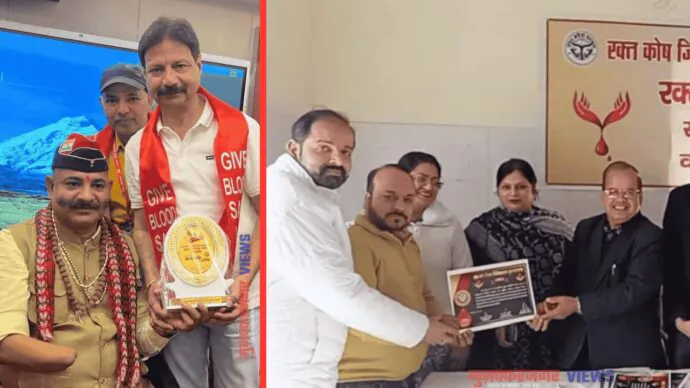 रक्तदान के क्षेत्र में मुज़फ्फरनगर की समर्पित युवा समिति को मिला हैदराबाद में सम्मान