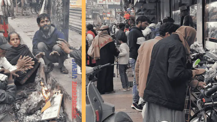 मुज़फ्फरनगर में बढ़ी ठंड, सूरज के नहीं हुए दर्शन, शीतलहर में अलाव का सहारा